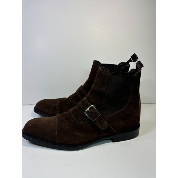 Donald J. Pliner Suede Leather Moritz Boots size 9.5 Men's Brown Steampunk Fall - Picture 4 of 8